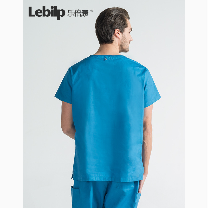 Lebecon wash short-sleeved men and women in pure cotton brushing, doctor nurse's work clothes with radish greens on top