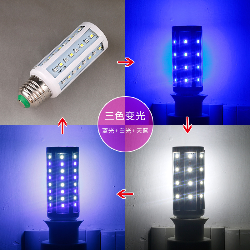 3-colored LED light bulb e27 smart color light bulb e14 energy-efficient light red pink blue light corn lamp