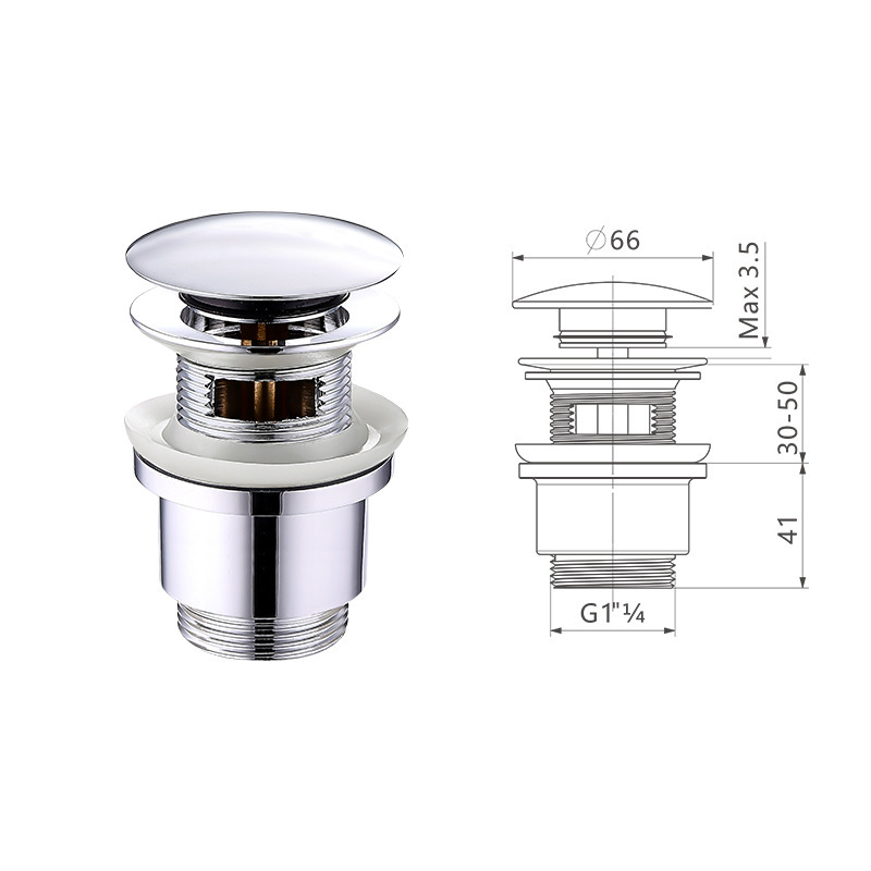 方盖下水器弹跳下水头1 1/4尺寸 欧洲认证出口下水器厂家下水管