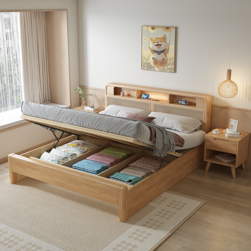 One-and-a-half-man bed with a simple, modern-day bedroom bed of 1.8 metres for a solid-wood bed in northern Europe