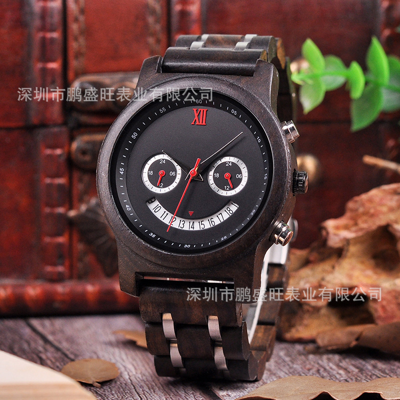 Small-second steel pellets calendar male watch with dark light stone foreign trade business, small 3-shot watch factory OEM customised