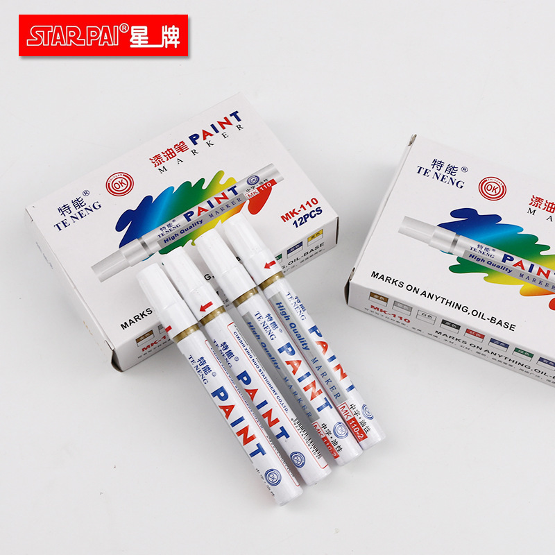 Oil-resistant high-temperature industrial plating DIY albums, white single-headed paint pens, tyre pens