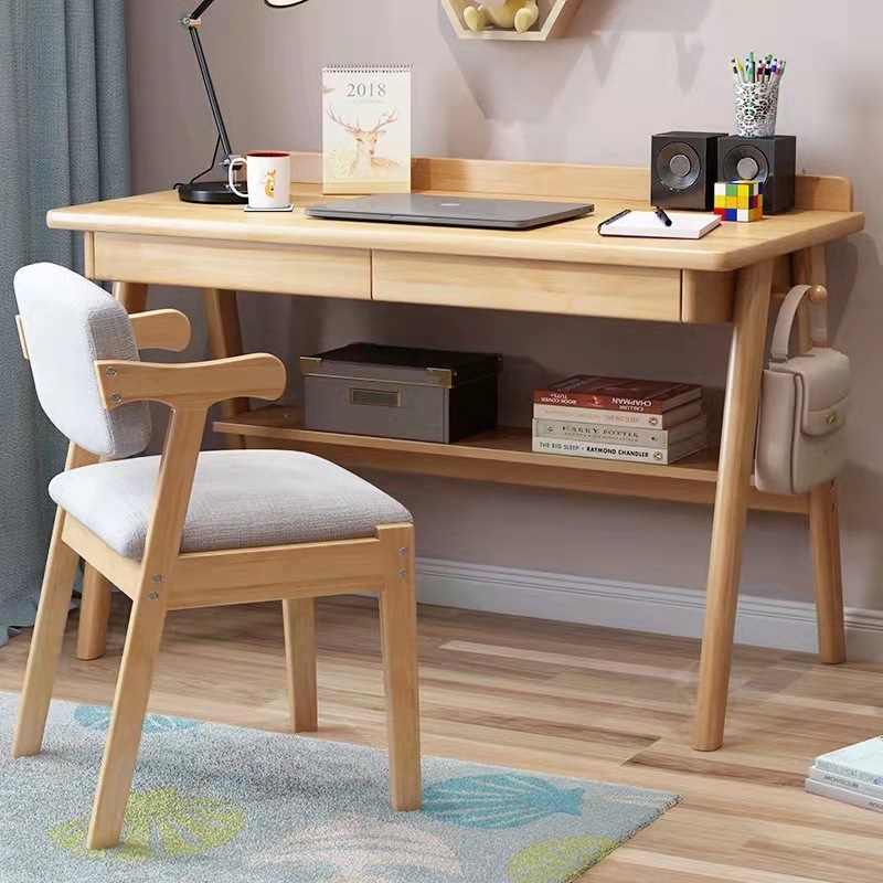 Nordic Wood Desks, a simple modern home-based desk-worker desk, desktop-writing bedroom