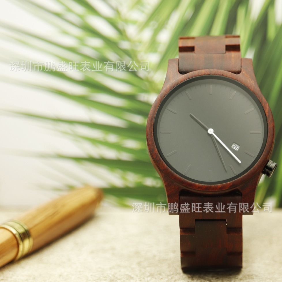 Foreign trade watch Europe and America, about black stone wood watch.