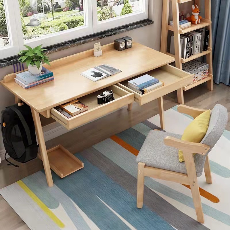 Nordic Wood Desks, a simple modern home-based desk-worker desk, desktop-writing bedroom