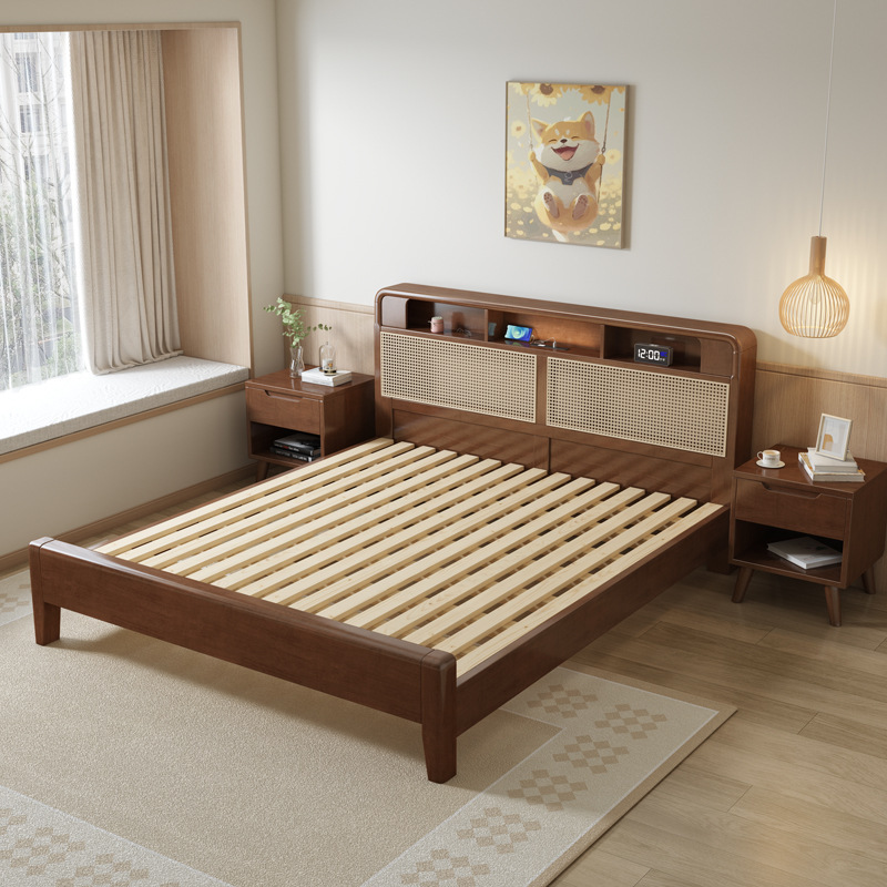 One-and-a-half-man bed with a simple, modern-day bedroom bed of 1.8 metres for a solid-wood bed in northern Europe