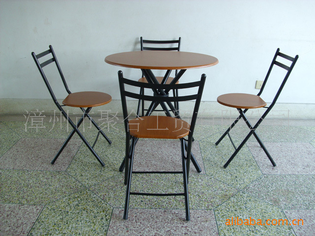 Round tables and chairs, pipe furniture