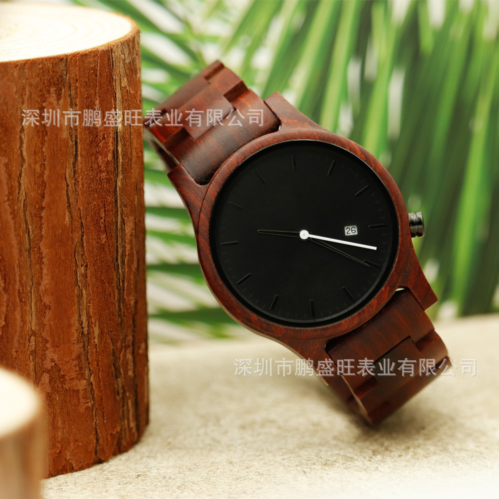 Foreign trade watch Europe and America, about black stone wood watch.