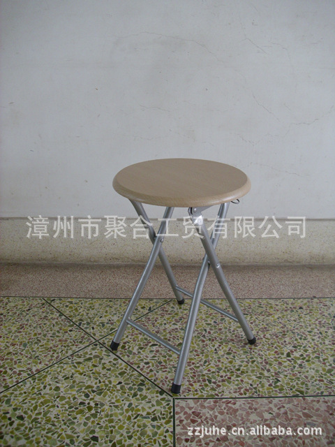 A small folding bench, a small folding chair, chairs, pipe furniture, wooden MDF folding bench.