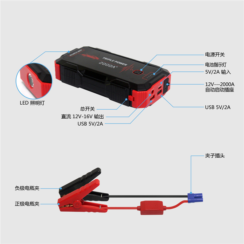 MS401汽車多功能應急啓動電源 啓動1000A峯值2000A大容量戶外車載