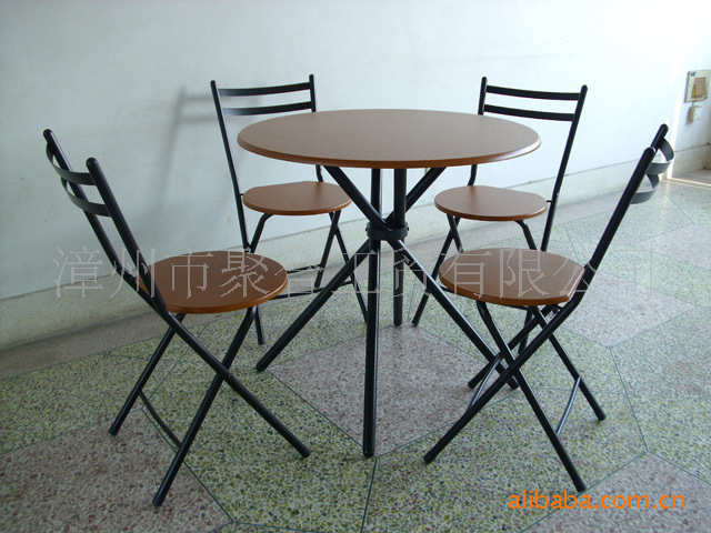 Round tables and chairs, pipe furniture