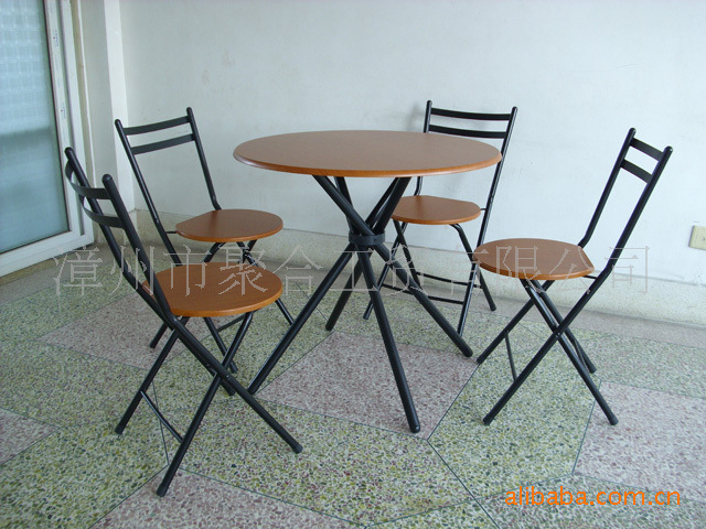 Round tables and chairs, pipe furniture