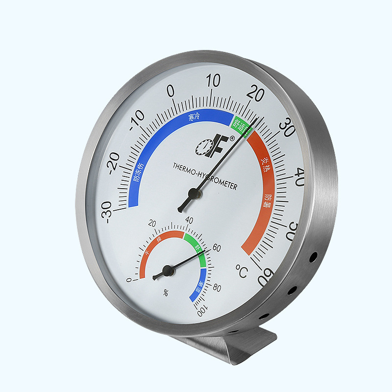 壁掛式不鏽鋼金屬溫溼度計室內溫度計高精度醫院藥房機房溫溼度表