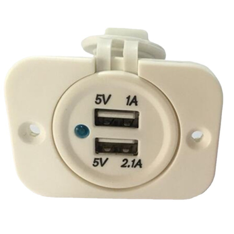 Automobile/motor/train/boat modification of white double USB charger panel 5V 3.1A charger