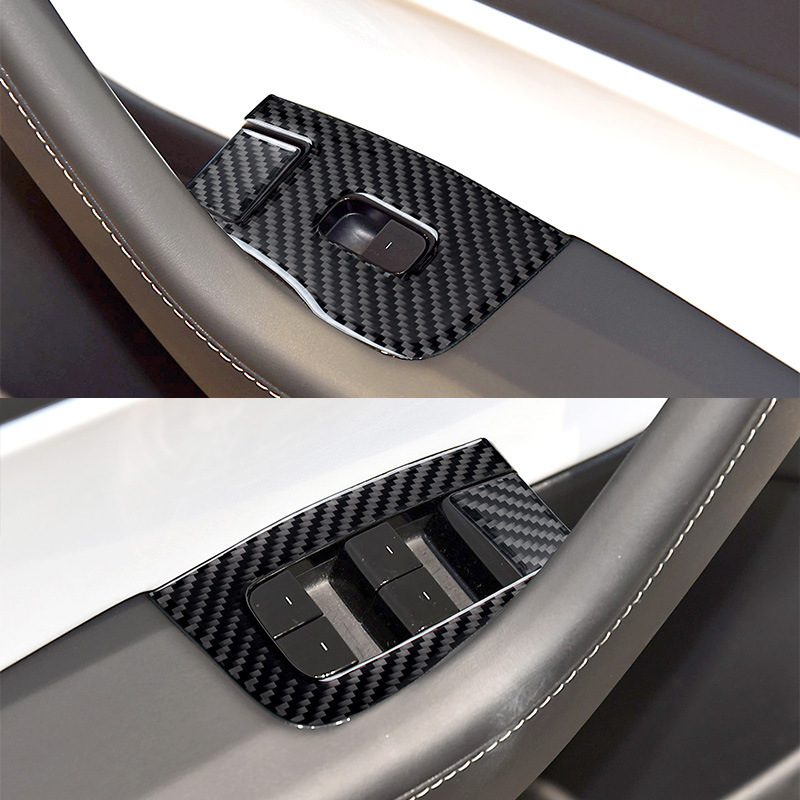 For Tesla model 3 Retrofitting Real Carbon Fibre Car Window Up and Down Panel Paste