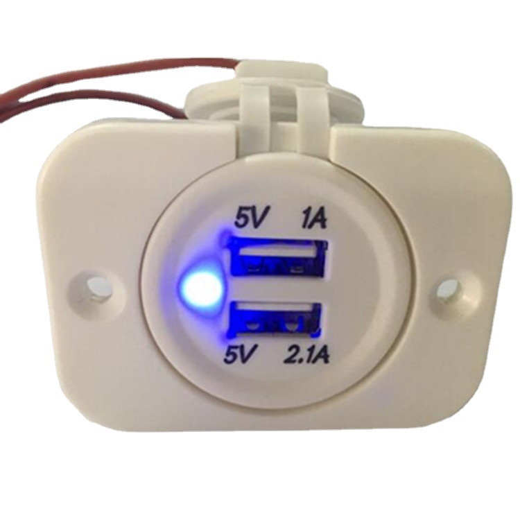 Automobile/motor/train/boat modification of white double USB charger panel 5V 3.1A charger