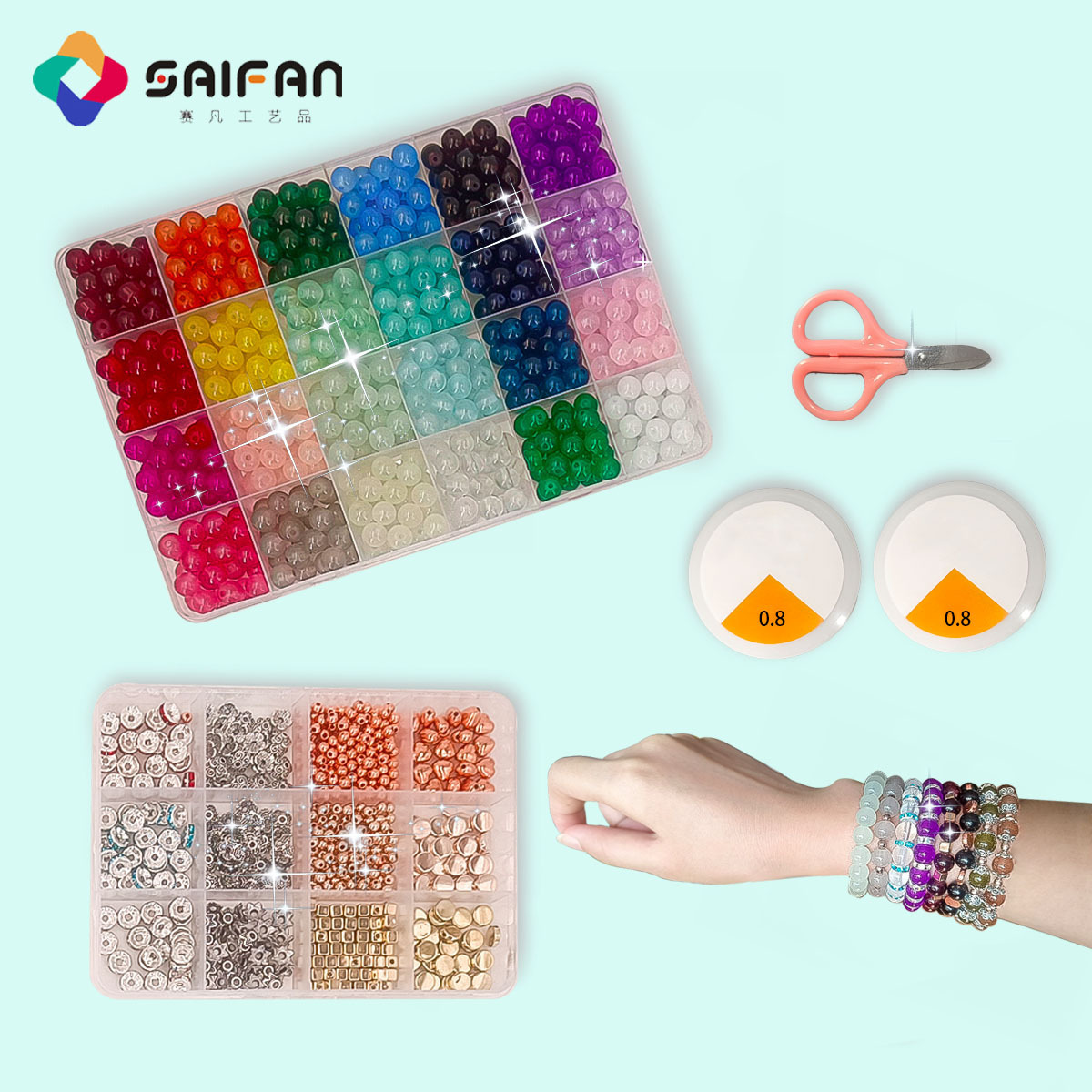 Cross-border bulk 6 mm glass beads hand-dy-stacks for hand-chained pearls