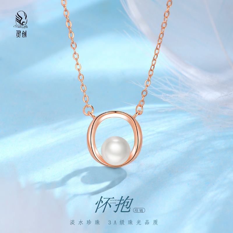 S925 pure silver with a fresh water pearl necklace, 2023, light and simple.