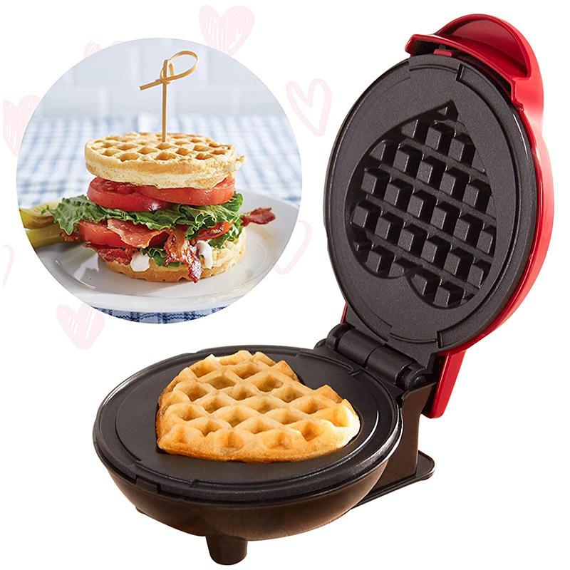 亚马逊迷你爱心华夫饼机maker waffle儿童蛋糕机家用早餐机现货