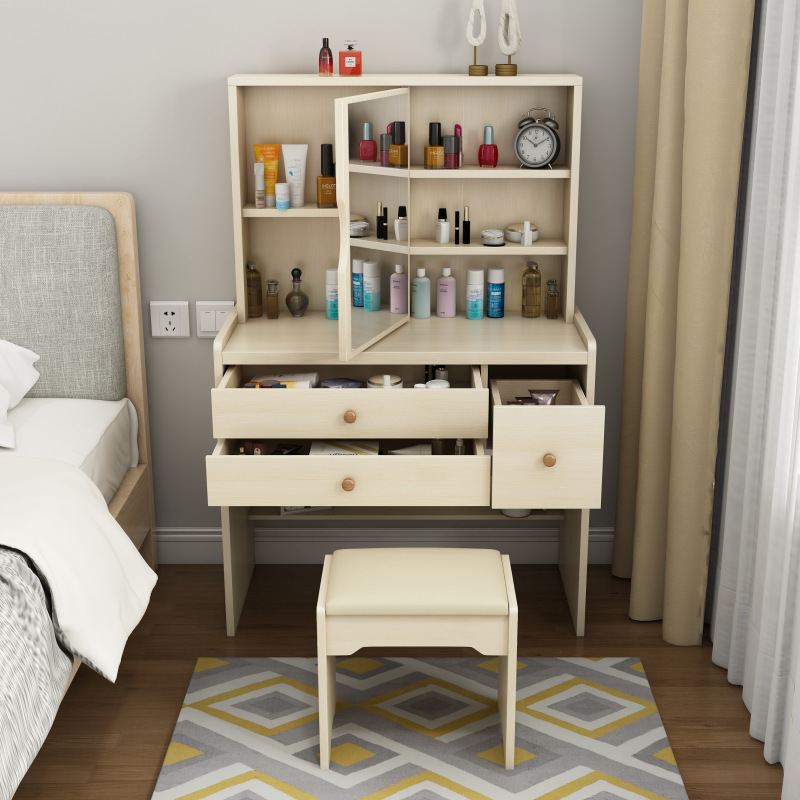 A small, modern and simple makeup table for the one-bedroom economy.