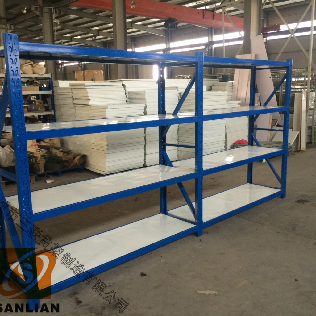 The warehouse's medium storage shelf, the 350 KG warehouse shelf, the plate-side shelf, the corner iron shelf.