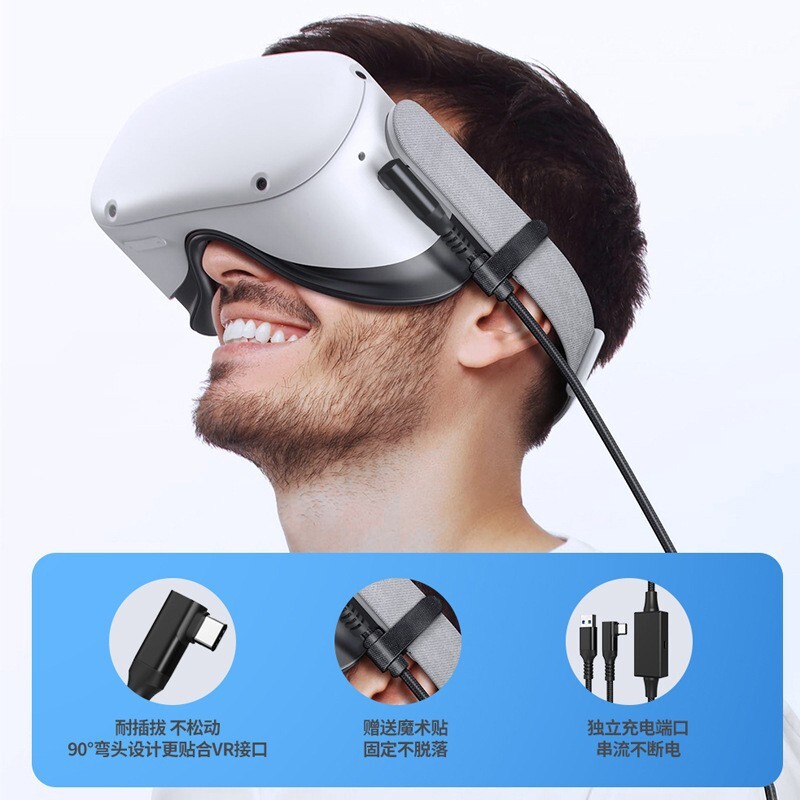 Luồng dữ liệu liên kết VR được liên kết với các đường dữ liệu oculusQuest3 đang sạc