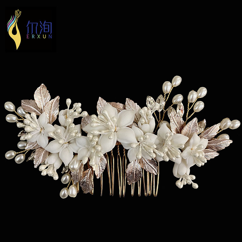 The U.S. and U.S. Firecracker, hairdressing pure handmade pearl wedding bride hairdressing factory.