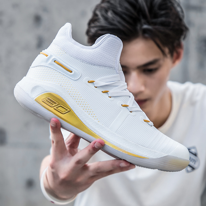 New basketball shoes in the fall, white and trendy sports shoes.