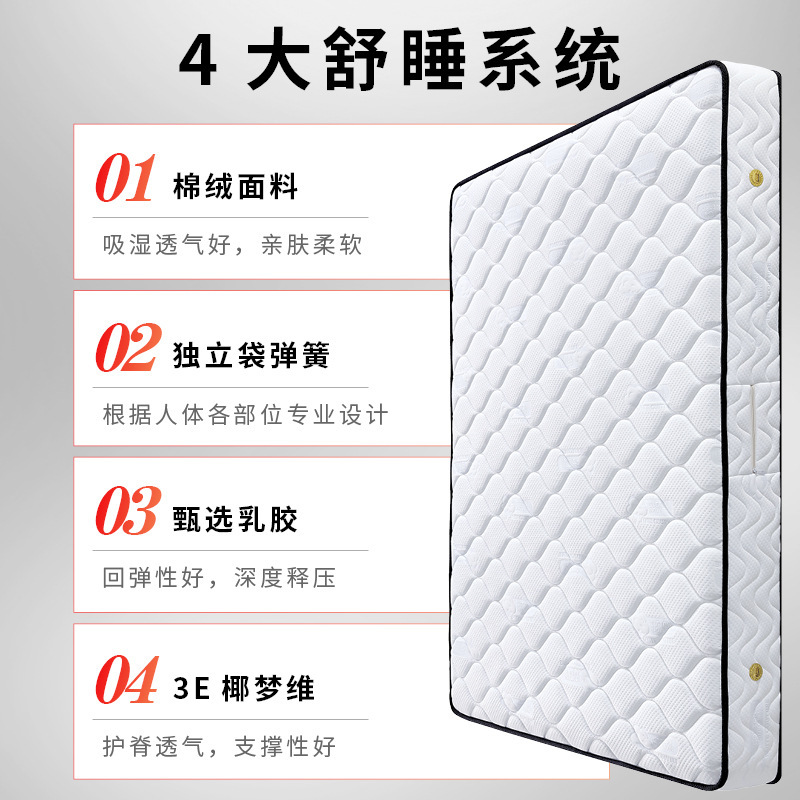 Scrambled mattress with 20 CM-scrambled mattress 1.5 m, 1.8 m lacto-cream palm hard and hard support customisation