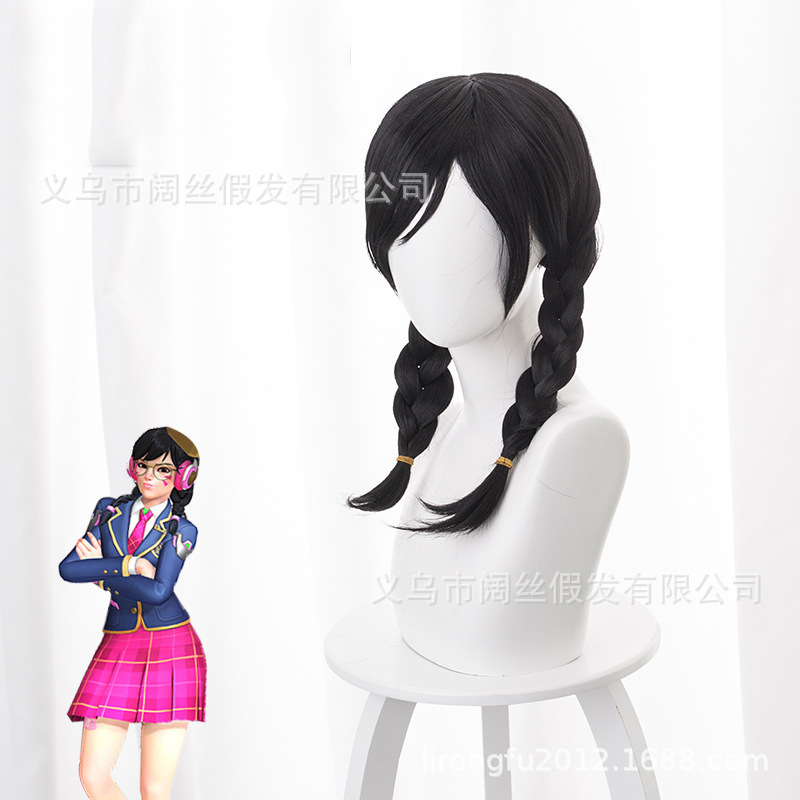 Black short plaster 419M watch leader, anniversary of the D.Va youth campus skin cos-motion wig.