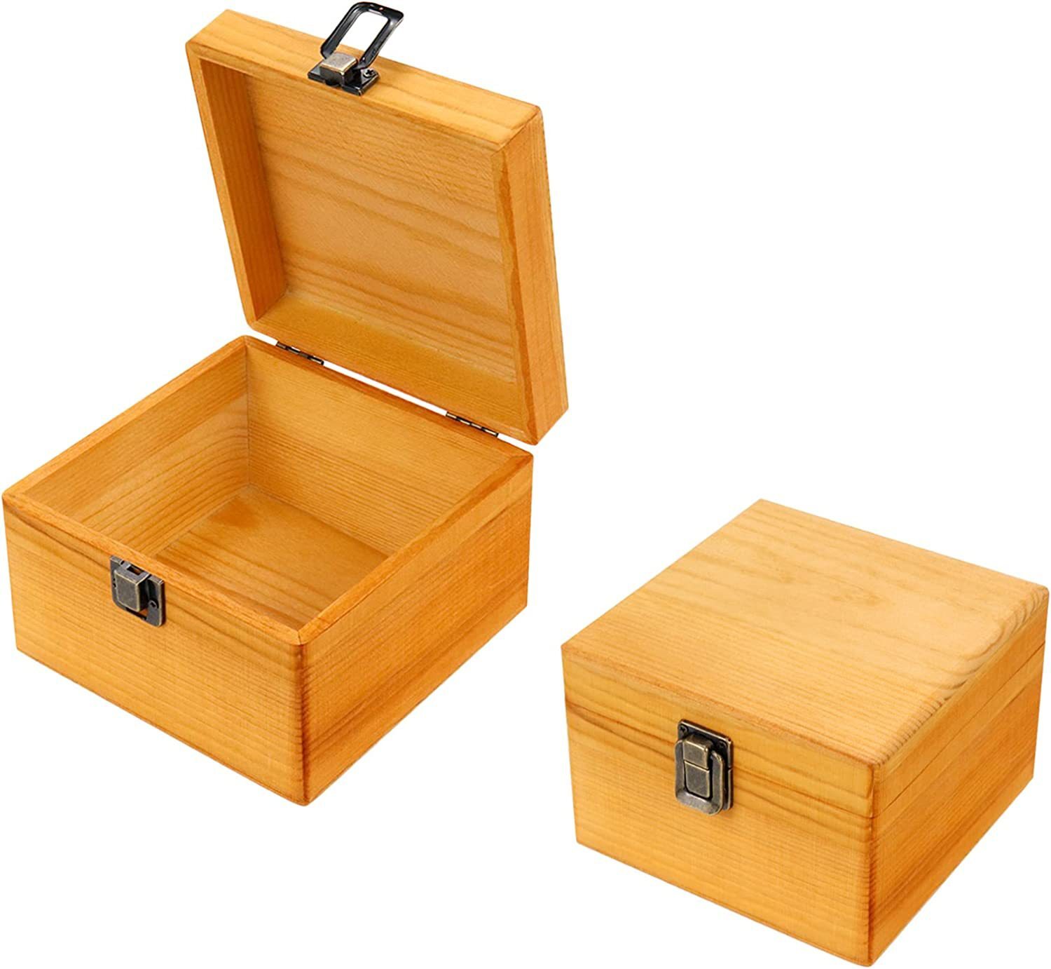 Boxes of wood supply, with lids and prefixes, 2 packages, 14x14x10cm/5.5"x5"x3.9"