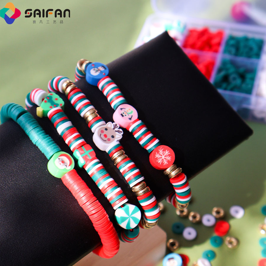 Cross-border soft pottery Christmas Diy beads, hand-packed with a string of bead bracelets, covered in palms