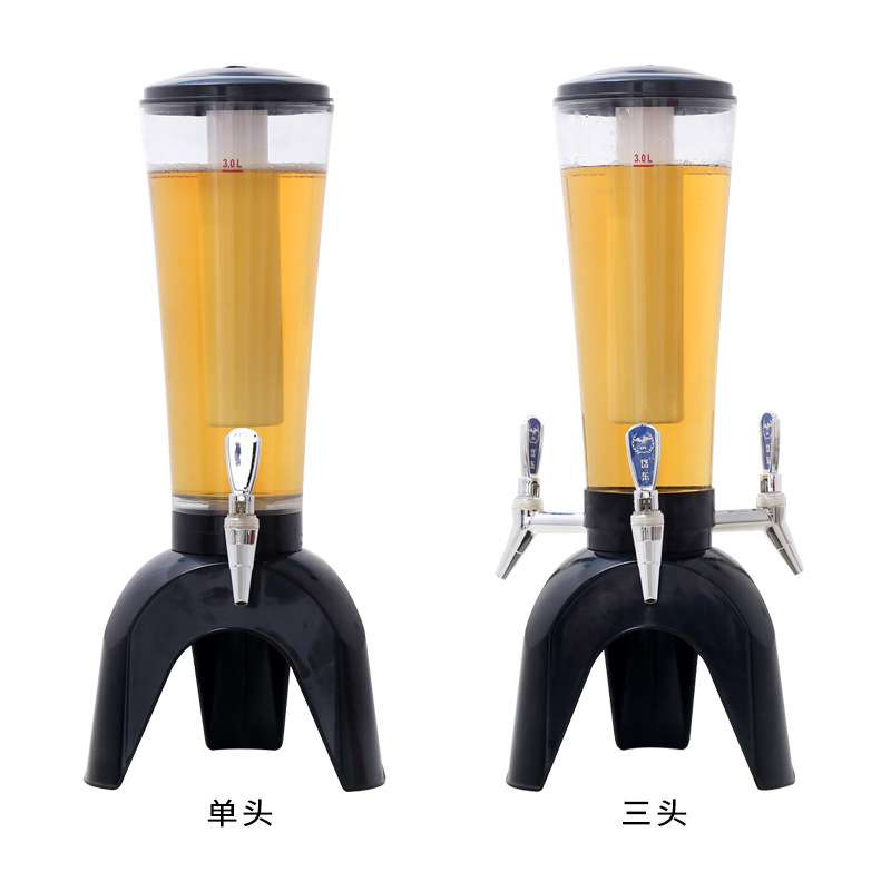 定製新款發光單頭/三頭啤酒酒炮3L大容量獨立冰柱商業酒炮分酒器