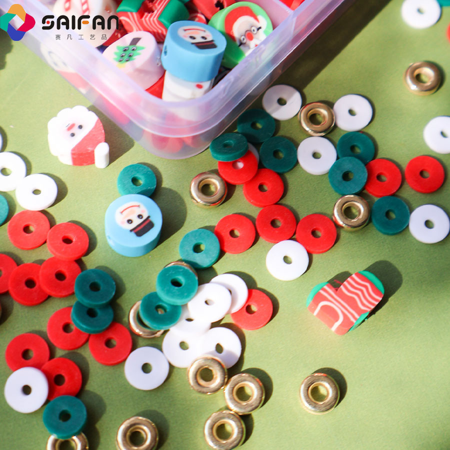 Cross-border soft pottery Christmas Diy beads, hand-packed with a string of bead bracelets, covered in palms