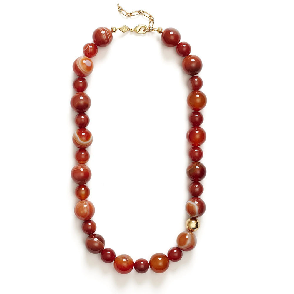 A simple choker chain of red beads, a simple choker chain of winter.