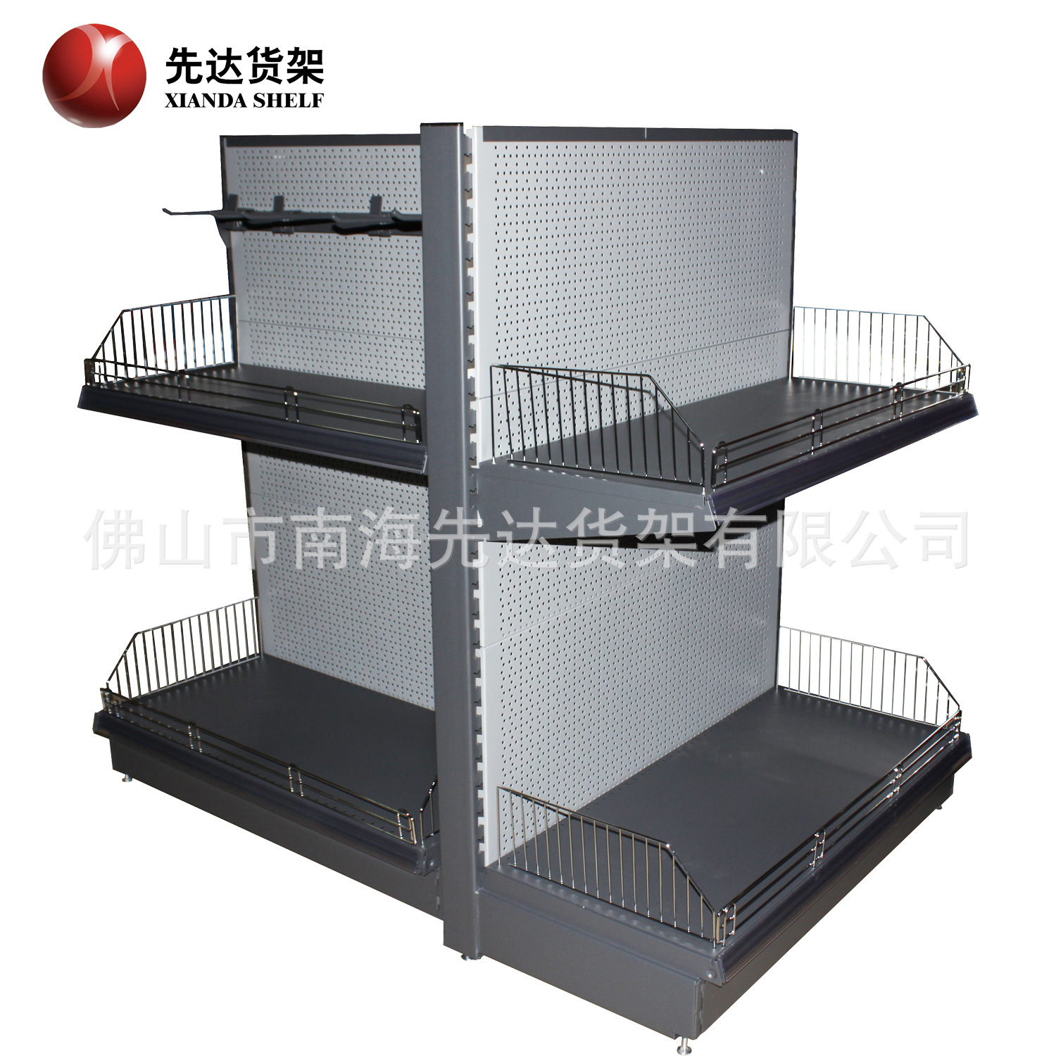 Supermarket shelf, piercing backboard, front-bar fence, 100 KG/floor.