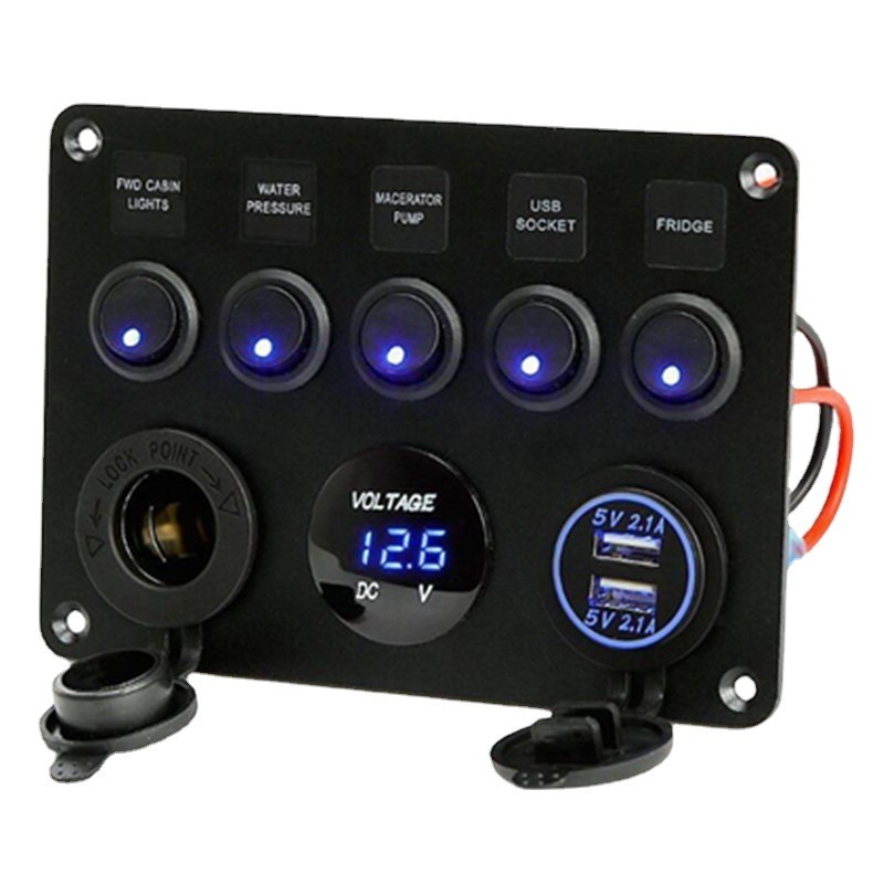 5 cat eye switches combined panel protection + voltage table 12V power + charger 5g