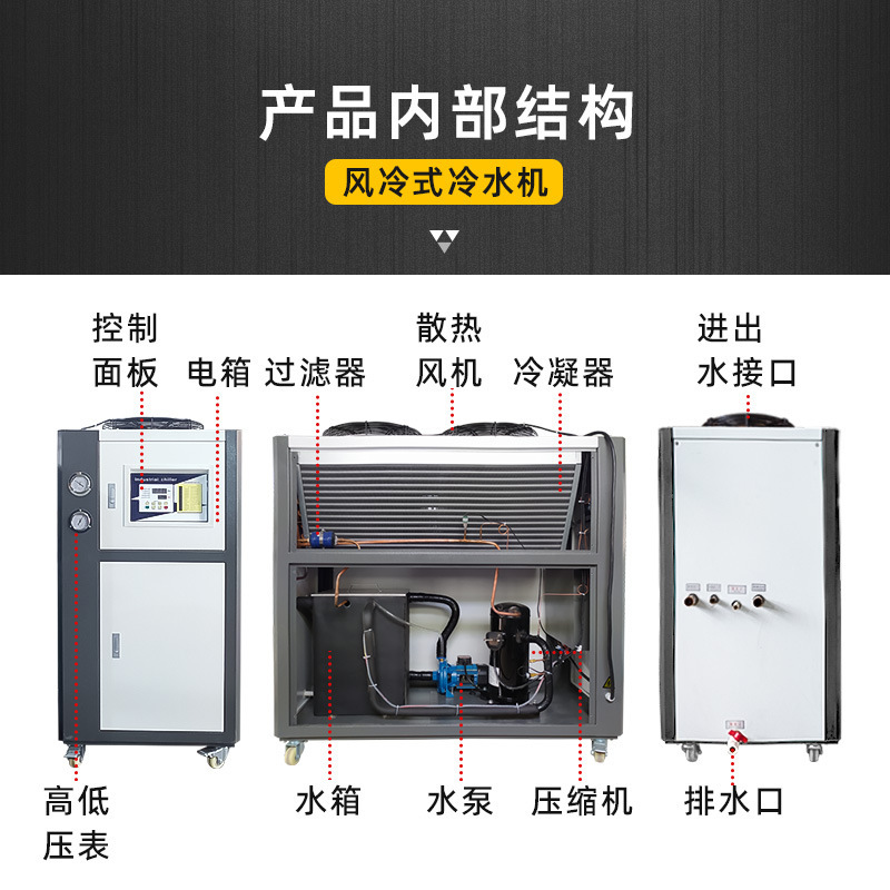 10hp工業冷水機吹膜製冷設備註塑風冷式冷水機組冷凍機水冷機