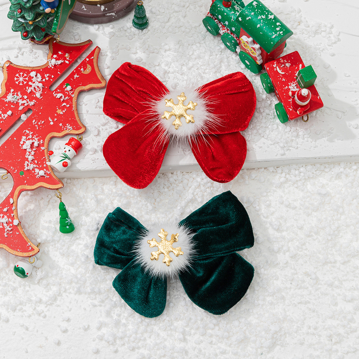 Christmas snowflake hair and Christmas decoration velvet butterflies.