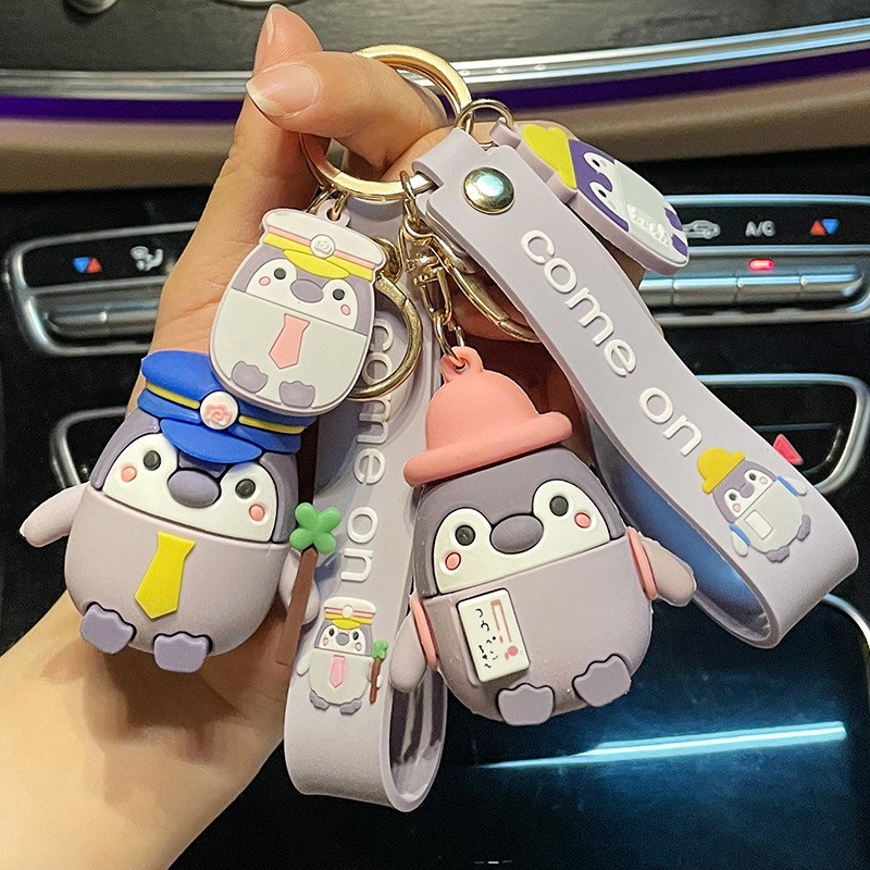 Những cô gái hoạt hình, chim cánh cụt với một cái nút khóa trên những cặp đôi đáng yêu.
