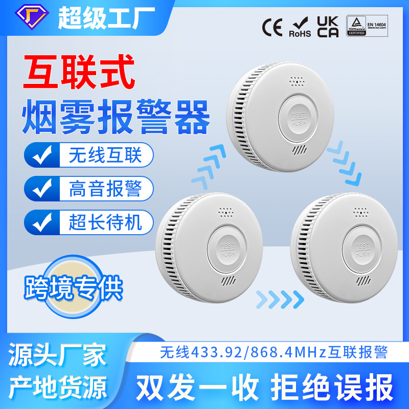 Cross-border EN146/04 Wireless Interconnection 433 Fire Smog Smog Smog Alert home-based commercial smoke sensor