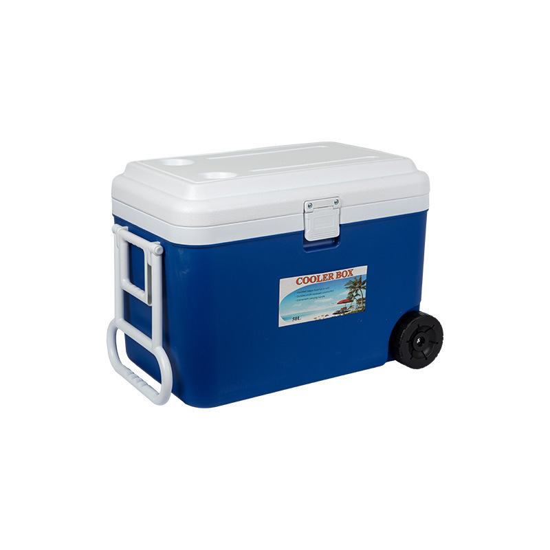 An outdoor freezer in a greenhouse, a portable car carrying ice buckets, a food-conservation cold fishing stand.