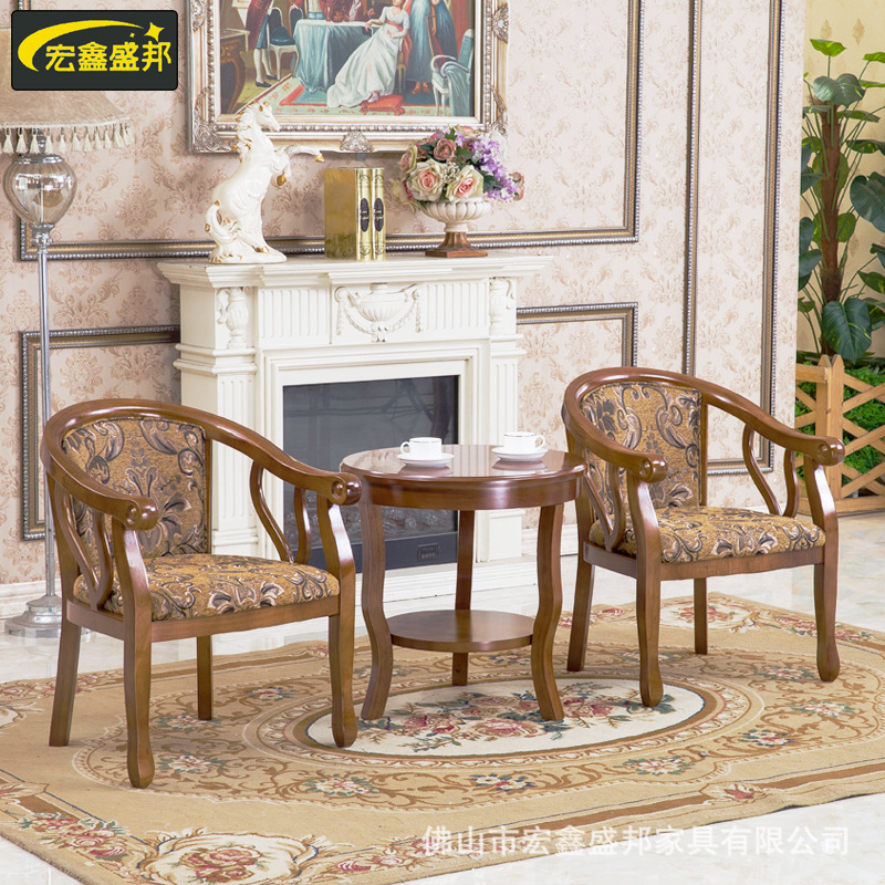 3 new Chinese set of small-wood table chairs for hotel guest chairs and one-man chairs for the balcony.