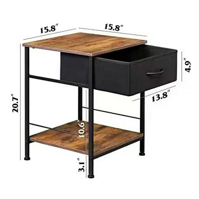 Customize the nightroom iron nightstand, industrial bedstand with drawers, steelwood combined with simple bedside cabinets.