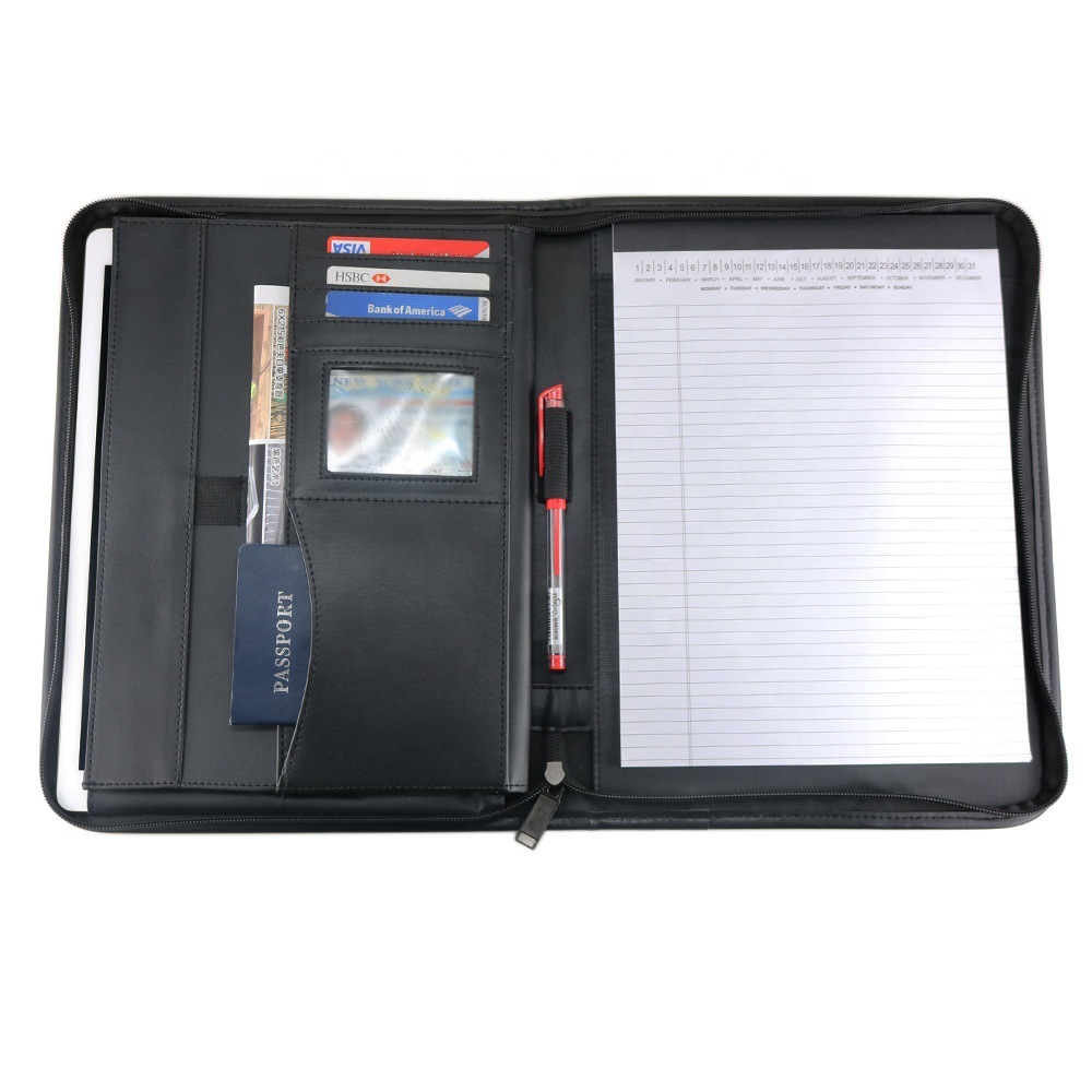 Leather combination, male and female zipper, A4/iPad leather Padfolio business folder receiver