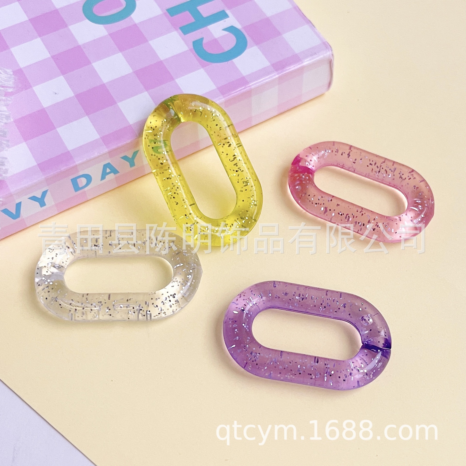 24*40mm of Chen Min-Acry chain to powder U-painted plastic chain to open chain of buttons diy box parts