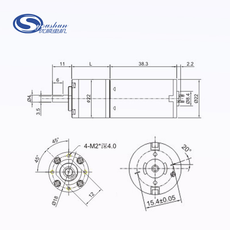 22mm hộp bánh răng ít hơn 2238 cực nhỏ hoạt động siêu hình chữ nhật siêu tĩnh mạch.