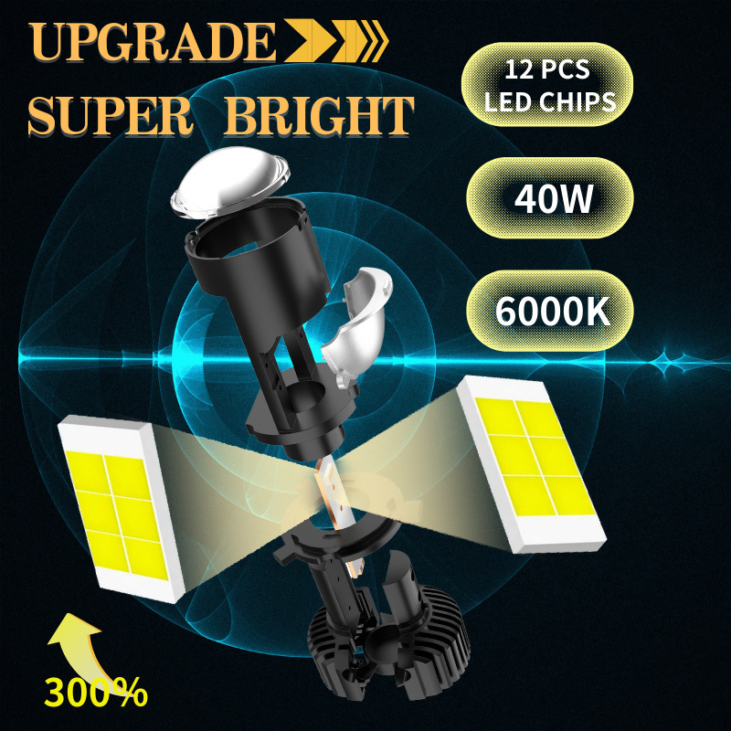 Cross-border new air power H4 lens motorcycle light H4 light bulbs, far-off light light, high-light retrofit