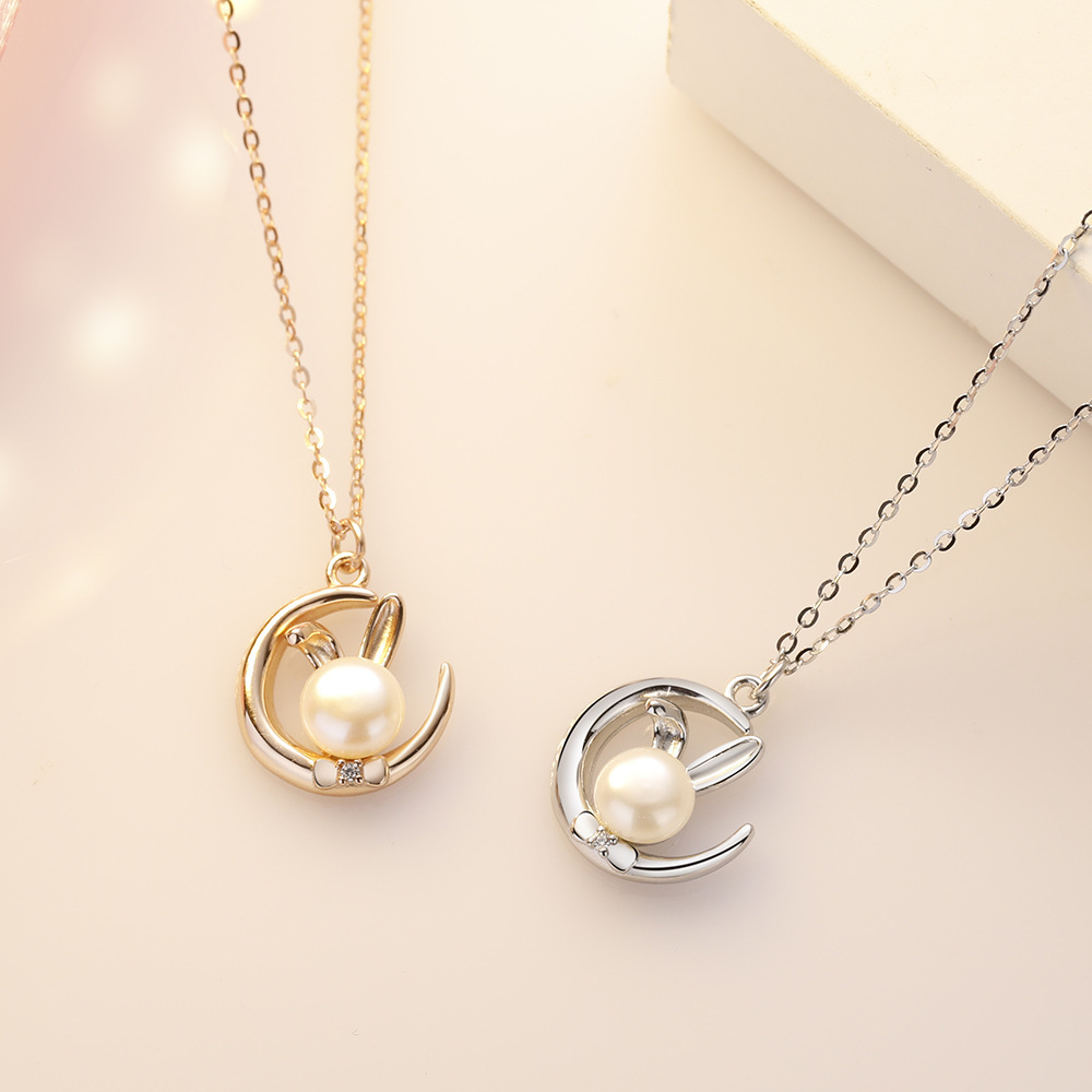 S925 Pure Silver Rabbit Pearls, small girls, designed to throw their girlfriend's girlfriend's gift chain.