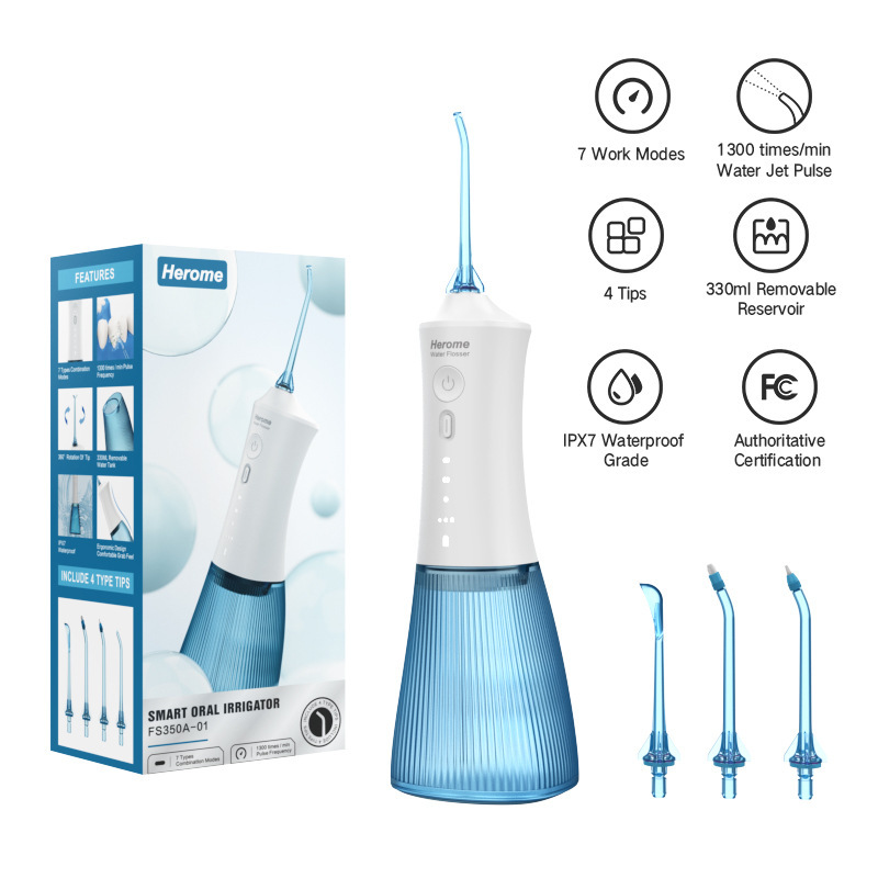 禮盒包裝高檔便攜衝牙器配4種專業噴嘴可拆卸適合不同人羣需求
